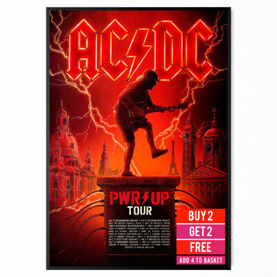 AC/DC Concert Poster Print All Dates 2024 PWR UP TOUR 2024 For AC/DC Fans