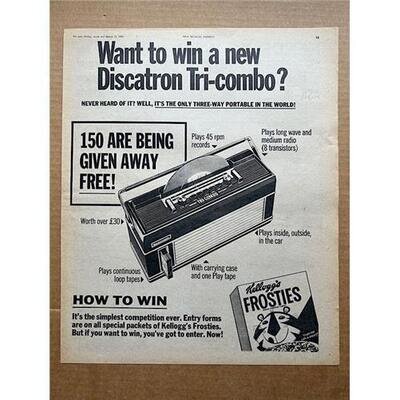 DISCOTON TRI-COMBO POSTER SIZED original music press advert from 1969 for the ra