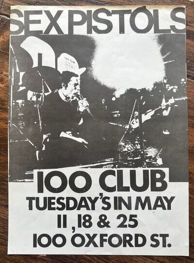 Sex Pistols 100 Club Rare ORIGINAL 1976 UK Promo Gig Flyer Poster A4 +COA Punk