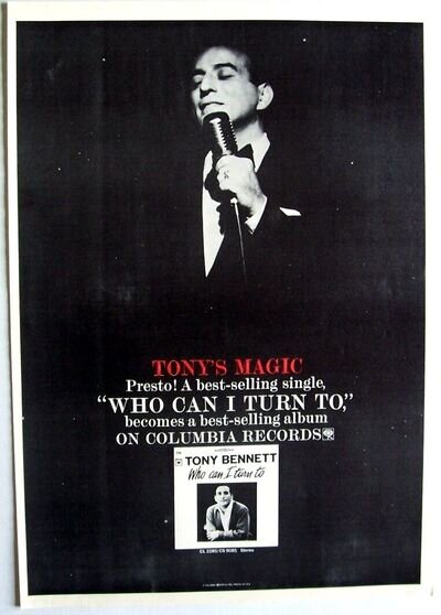 TONY BENNETT 1964 Poster Ad WHO CAN I TURN TO