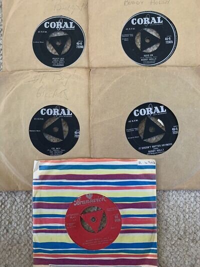 Buddy Holly & The Crickets ~ 5 x 7” Coral Tri / Centre Singles - See List