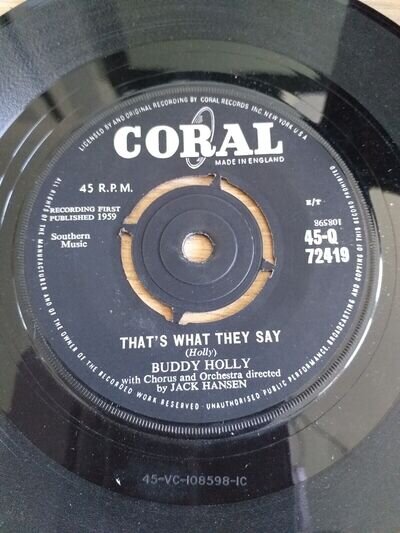 Coral - Buddy Holly - 45 rpm 7" Single Vinyl Record - What To Do