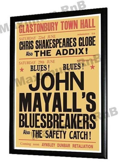 John Mayalls Bluesbreakers Concert Poster Glastonbury Town Hall 1968