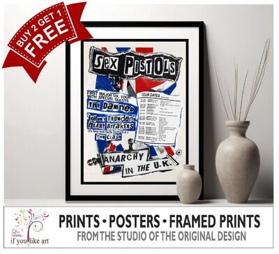 Sex Pistols 1976 First UK All Dates Concert Poster MULTI-PRINT 3 FRAMED Options