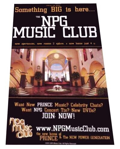 PRINCE NPG Music Club Official USA PROMO Only FLYER POSTER 2000s Rare A6 MINT #1