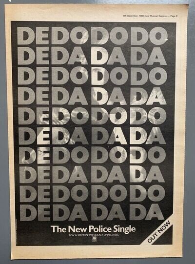 THE POLICE 1980 original POSTER ADVERT DE DO DO DO DE DA DA DA Sting