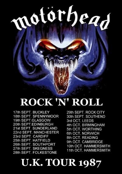 "MOTORHEAD UK TOUR 1987" Classic Concert Poster Various Sizes