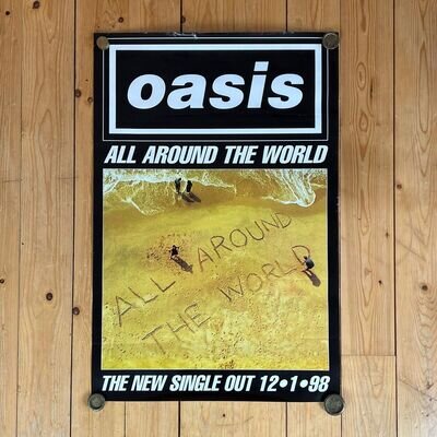 Oasis All Around The World Promo Poster Vintage Original 30”X20” Band Britpop