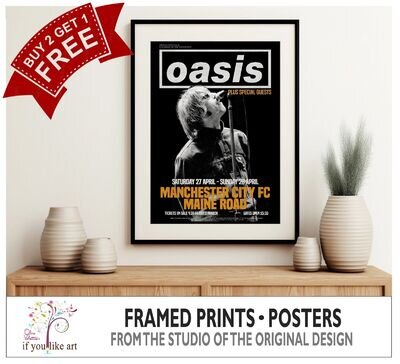 Oasis - Manchester City Concert Poster Three FRAMED PRINTS Options EXCLUSIVE