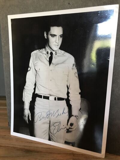 Elvis Presley fan club signed Autograph Signature Blue Pen BEST WISHES 10x8"