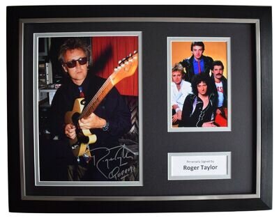 Roger Taylor Signed Autograph framed 16x12 photo display Music Queen Drum Guitar