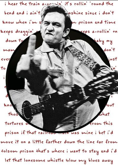 Johnny Cash Wall Art Poster Folsom Prison Blues Lyrics Unframed Picture Print