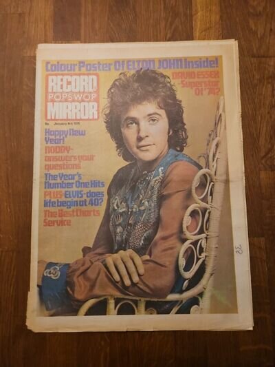 Record Mirror Newspaper January 4th 1975, David Essex Cover Elton John Poster