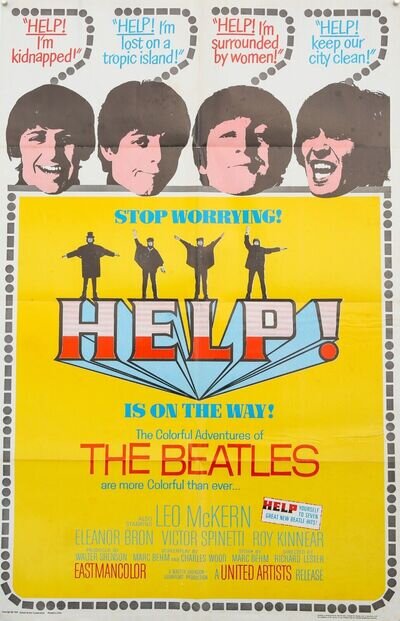 THE BEATLES 'HELP!' (1965) - US ONE-SHEET FILM MOVIE POSTER, UNITED ARTISTS