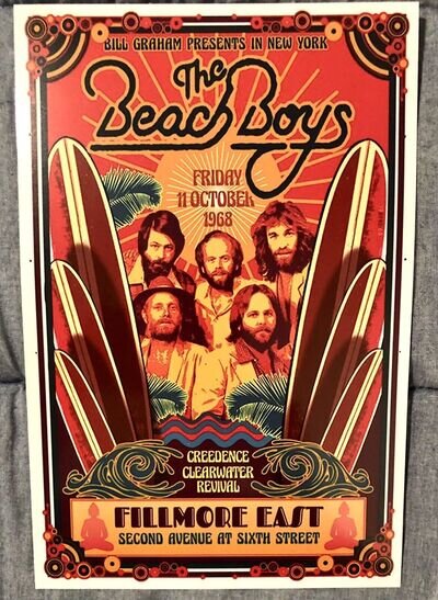 Beach Boys - Fillmore East, NYC (10/11/68) - 8” X 12” Reprint Concert Poster