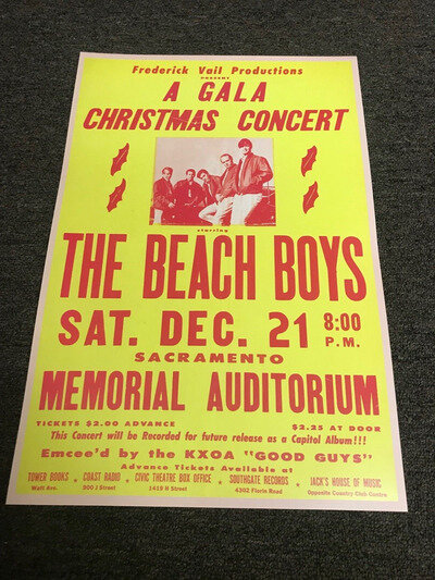 Beach Boys 1963 Sacramento California Christmas Cardstock Concert Poster 12x18