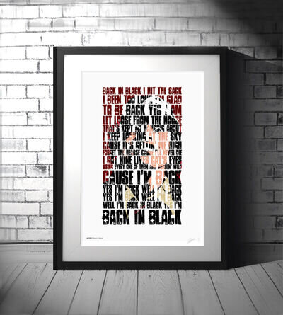 AC/DC ❤ A choice of 20 song lyric poster art limited edition prints Angus Young