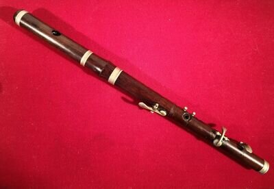 LATE VICTORIAN ROSEWOOD B-FLAT FLUTE BY JOHN GREY & SONS, LONDON