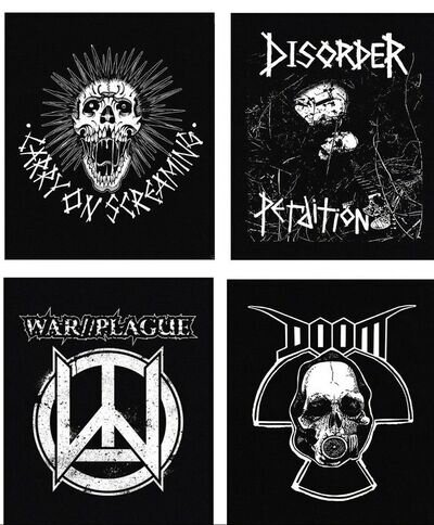 PUNK BACKPATCH DISCONTINUED Fabric patch disorder exploited subhumans doom skull