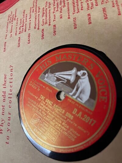 1954 MARIO LANZA 10" 78 - The song Angels Sing