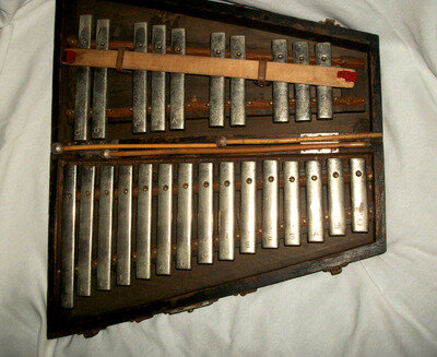 ANTIQUE 1908 DEAGAN STEEL XYLOPHONE ROUNDTOP MUSIC BELL CHIMES WOOD CASE