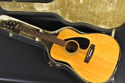 Vintage 1974 Yamaha FG-150J Acoustic Guitar black Label with Hard Case As-Is