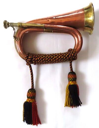 Military musical bugle Royal Coat of Arms George Potter Aldershot vintage brass