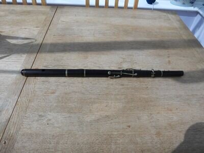 German made 6-key wooden flute in blackwood with German Silver fittings