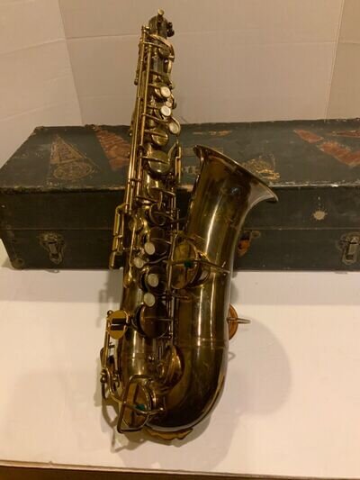 Vintage 1926 Buescher Saxophone True Tone Low Pitch Sax With Case & Mouth Piece