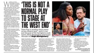 Slave Play Theatre West End Review Kit Harington Nude Scene News Clipping 10x7”