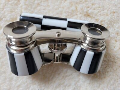 Bone Two Colour Opera Glasses / Binoculars With A Handle Vintage ?