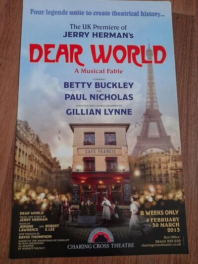 DEAR WORLD Original West End Theatre poster: SUPER RARE