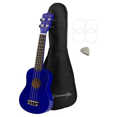 Soprano Ukulele by World Rhythm – Soprano Uke and Gig Bag with Blue Finish