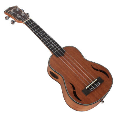 21 Inch Mahogany Soprano Ukulele for Beginner w/ Additional Side Soundhole