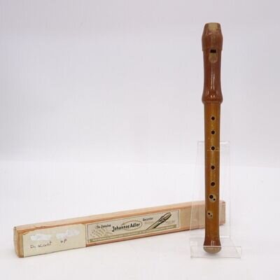 Vintage Johannes Adler Wooden Recorder With Original Box