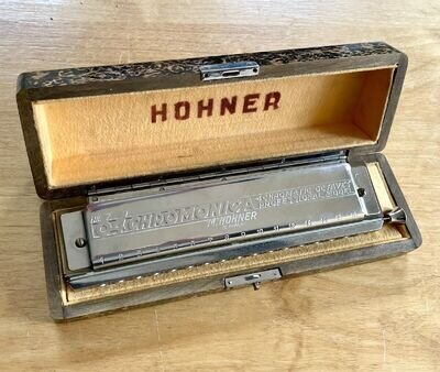 Vintage Hohner 64 Chromonica German chromatic pro harmonica In original case