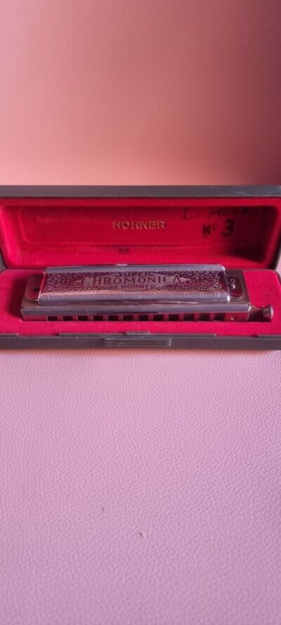 Vintage M.Hohner 270 Super Chromonica 12 Key Hole Harmonica With Original Case.G