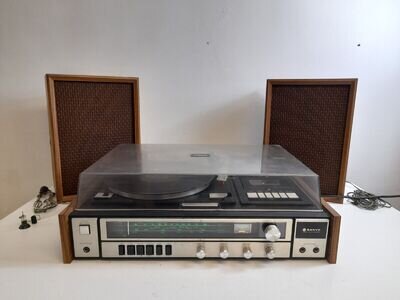 Vintage Sanyo G2711 Super-2 Working Stereo Music Centre w/ 2 Matching Speakers