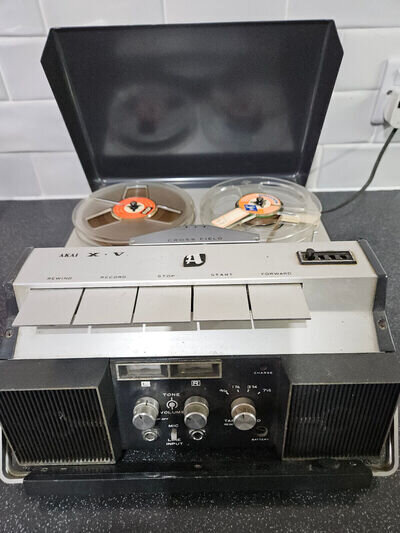 Akai X-V portable stereo reel to reel tape recorder. In working order