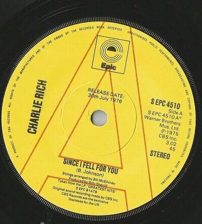 Charlie Rich – Since I Fell For You - 7" Vinyl Record ( 4 )