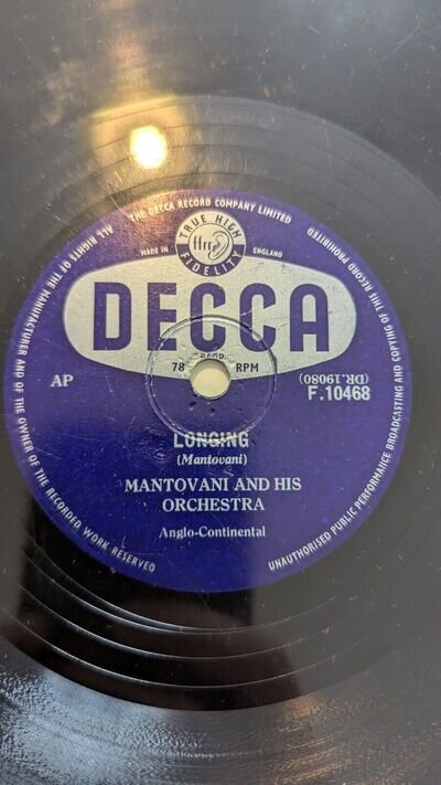 Decca Vinyl Record Softly Softly & Longing Mantovani