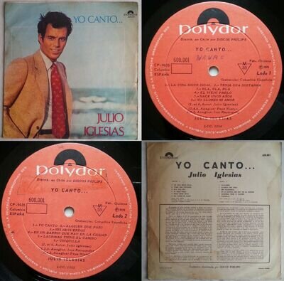 JULIO IGLESIAS YO CANTO DEBUT 1970 MONO SPANISH-SUNG UNIQ CVR RARE CHILEAN PRES