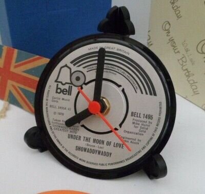 An upcycled Original Vinyl Record 4" Desk Clock - SHOWADDYWADDY