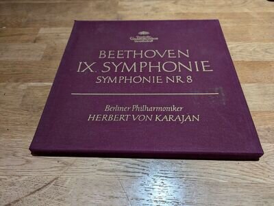 Herbert Von Karajan Beethoven Symphonies 8 & 9 2LP DG SLPM138807 Red Stereo EX