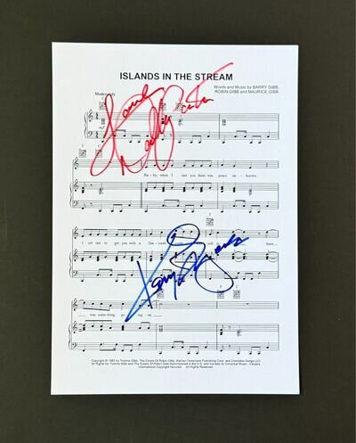 Dolly Parton & Kenny Rogers Islands In The Stream Autographed A4 Sheet Music