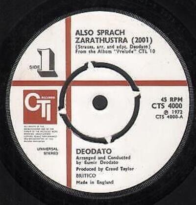 Deodato Also Sprach Zarathustra 2001 7" vinyl UK Cti 1972 4 prong label design b