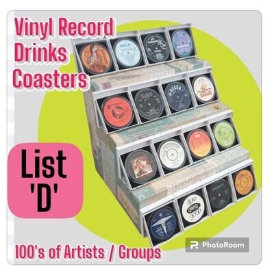 Original Vinyl Record DRINKS COASTERS - Upcycled List D.