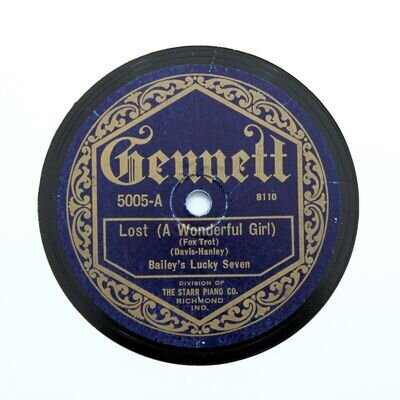 BAILEY'S LUCKY SEVEN / GLANTZ "Lost (A Wonderful Girl)" 1922 GENNETT 5005 [78]