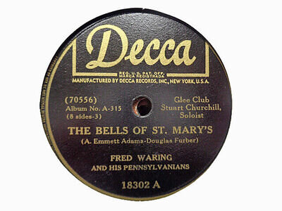 FRED WARING - The Bells Of St Mary's / In A Monastery Garden 78 rpm disc (A++)