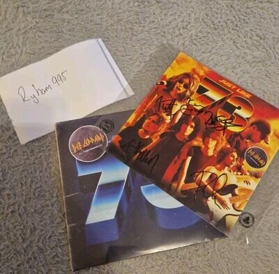 Def Leppard Just Like 73 7" Blue Vinyl & Signed Autographed Print